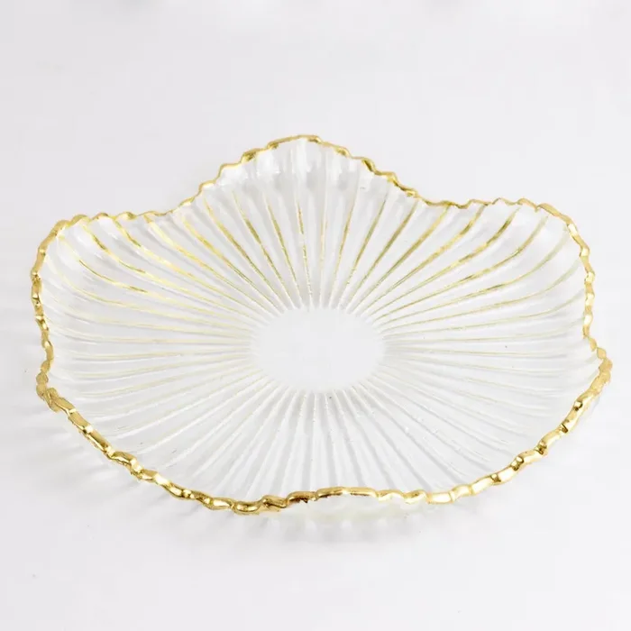 Gatsby Glass Serving Platter Clear/Gold