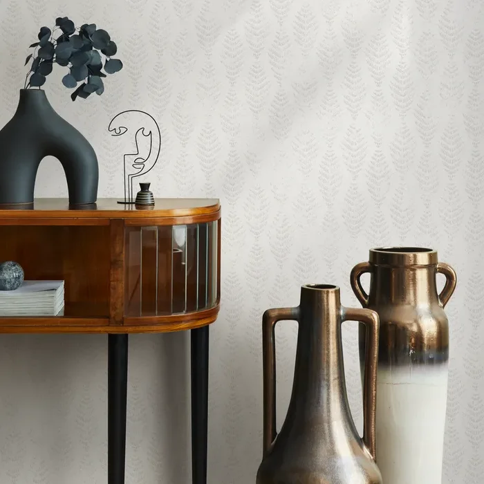 Geometric Wallpaper Featuring A Delicate Herringbone Motif In Beige And Cream – C487