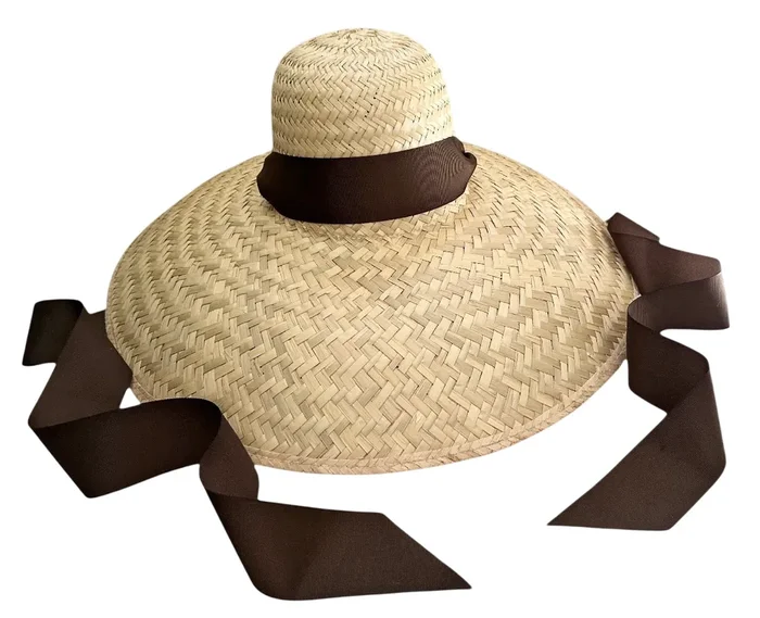 Geranium Sun Hat – Long Chocolate Brown Grosgrain Ribbon