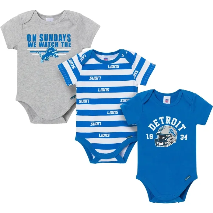 Gerber 3-Pack Detroit Lions Short Sleeve Bodysuits