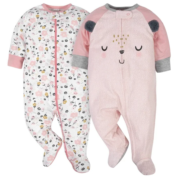 Gerber® 2-Pack Baby Girls Bear Sleep N’ Plays