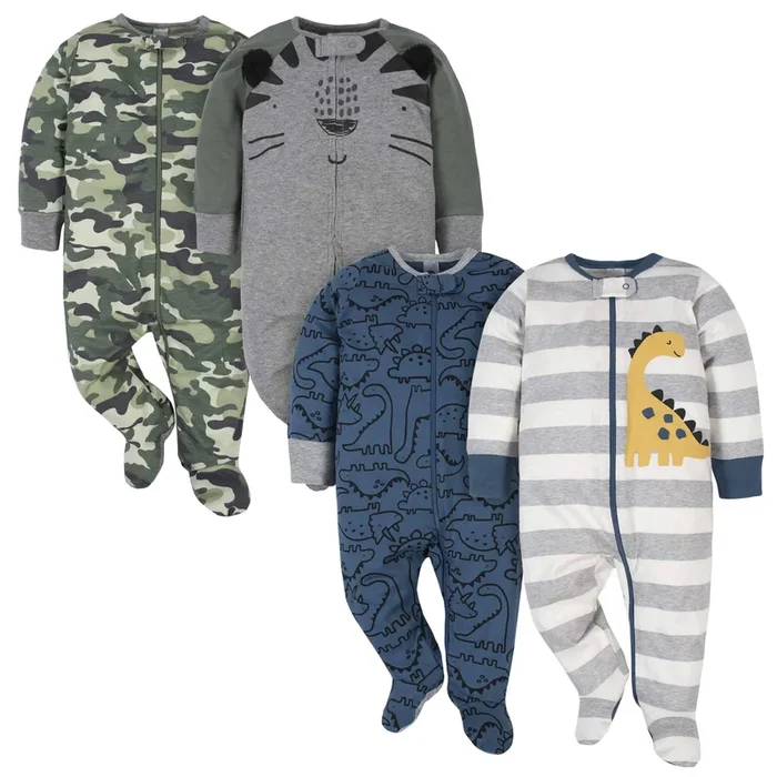 Gerber® 4-Pack Baby Boys Dino & Tiger Sleep ‘N Play Bundle