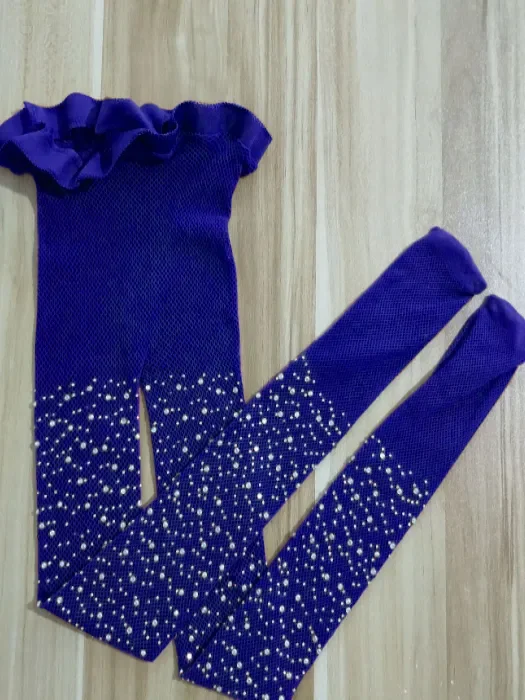 Girls Blue Embellished Sparkle Fishnet Tights