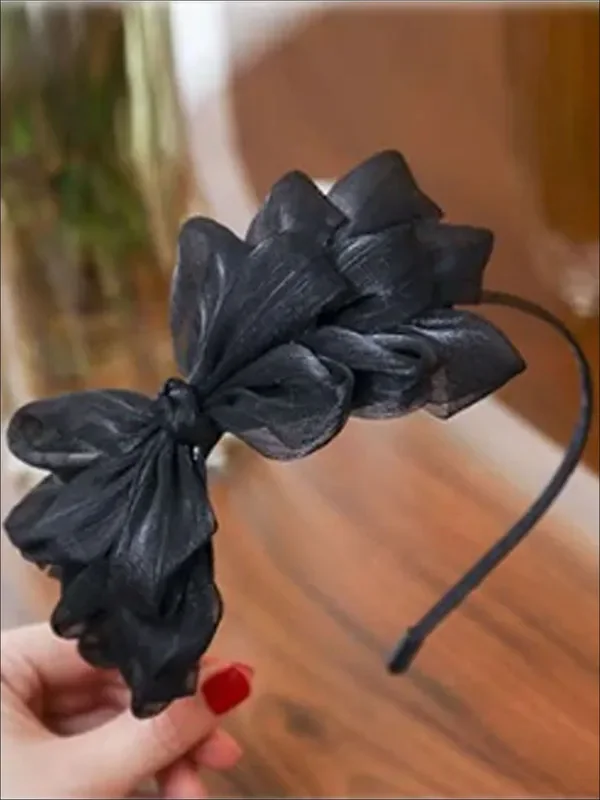 Girls Floral Ribbon Headband
