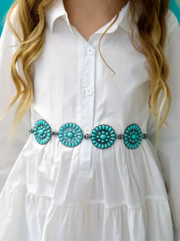 Girls Lil’ Boho Wanderer Turquoise Chain Belt