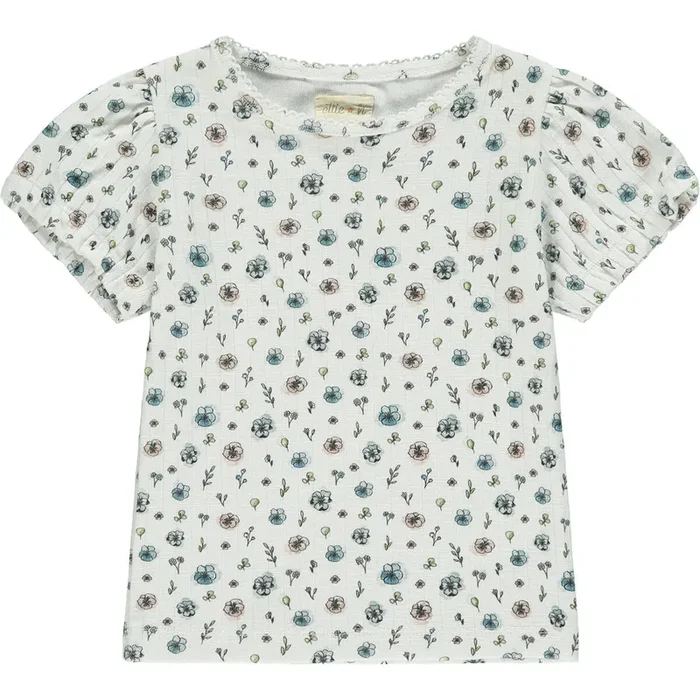 Girls Tee White Flowers/Plants