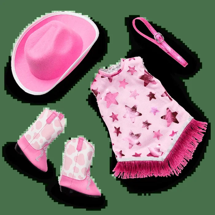 Glam Pink Cowgirl Outfit for 18-inch Dolls