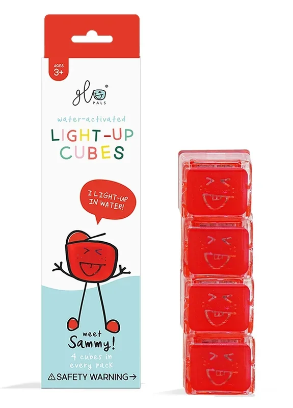 Glo Pals Light Up Cube Bath Toys – Sammy (Red)