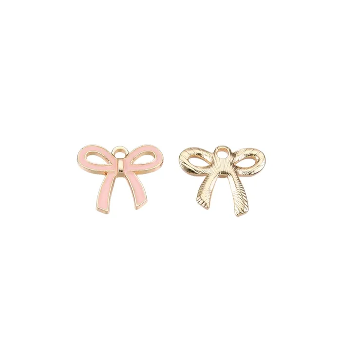 Gold Pink Bowknot Charm