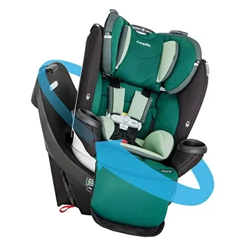 Gold Revolve360 Extend All-in-One Rotational Car Seat with Green & Gentle Fabric – Emerald Green