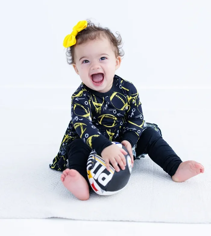 Graffiti Football Peplum Set : Black And Yellow/gold