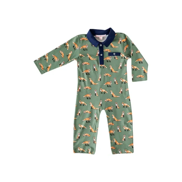 Green Fox Collared Romper