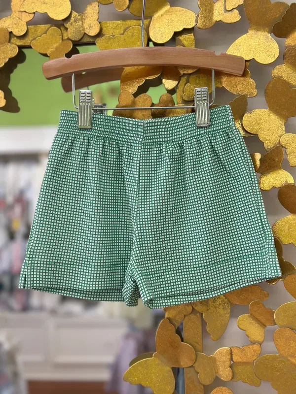Green Gingham Knit Shorts – shorter version
