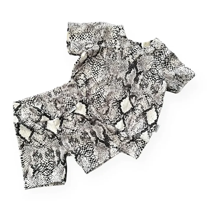 Grey Snake Print Biker Shorts Lounge Set
