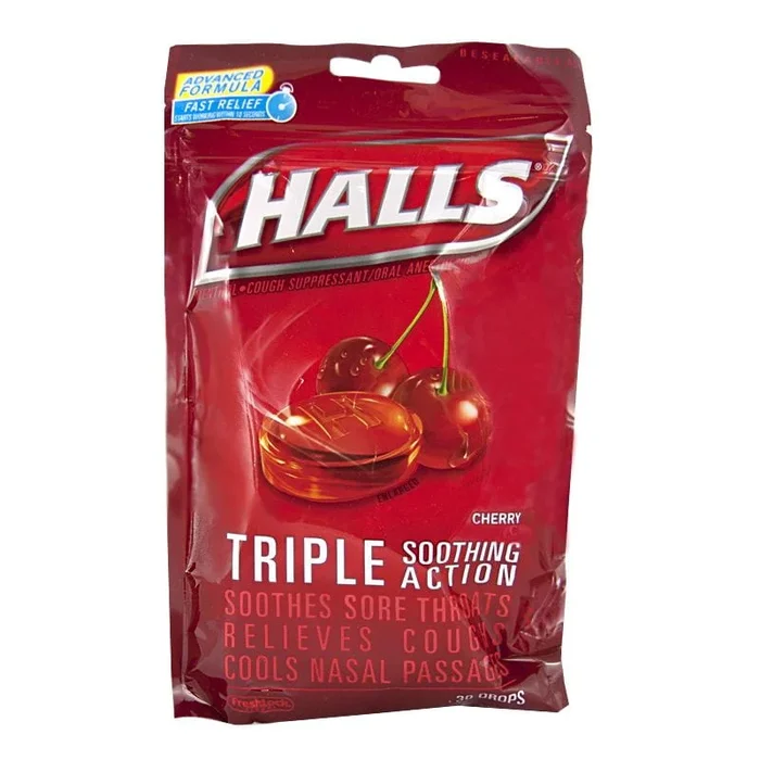 Halls Cough Suppressant Cherry Drops – Bag of 30 Drops