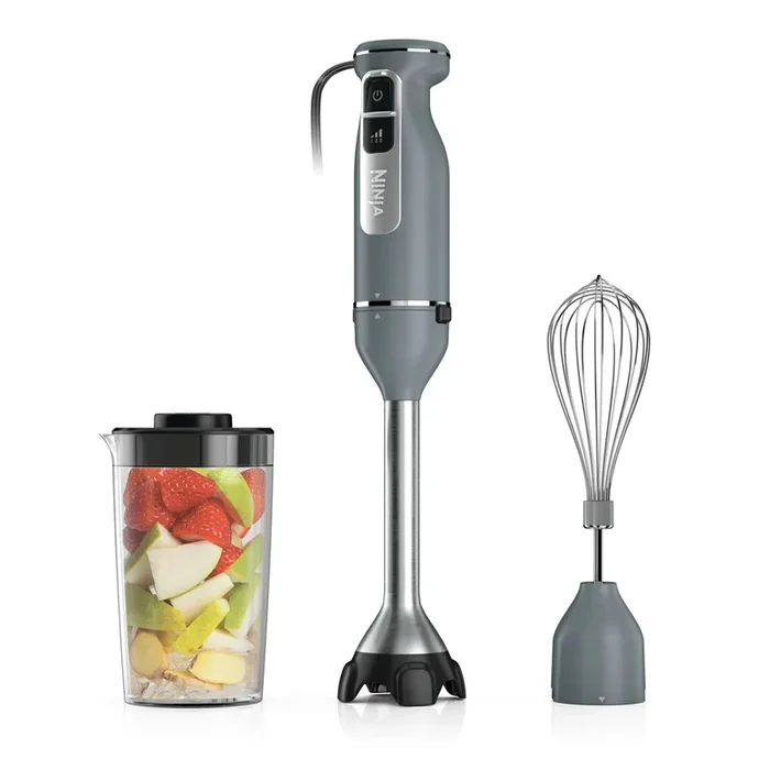 Handheld Immersion Blender with Whisk – Gray