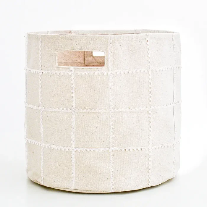 Handmade Canvas Storage Basket Lace – Ivory