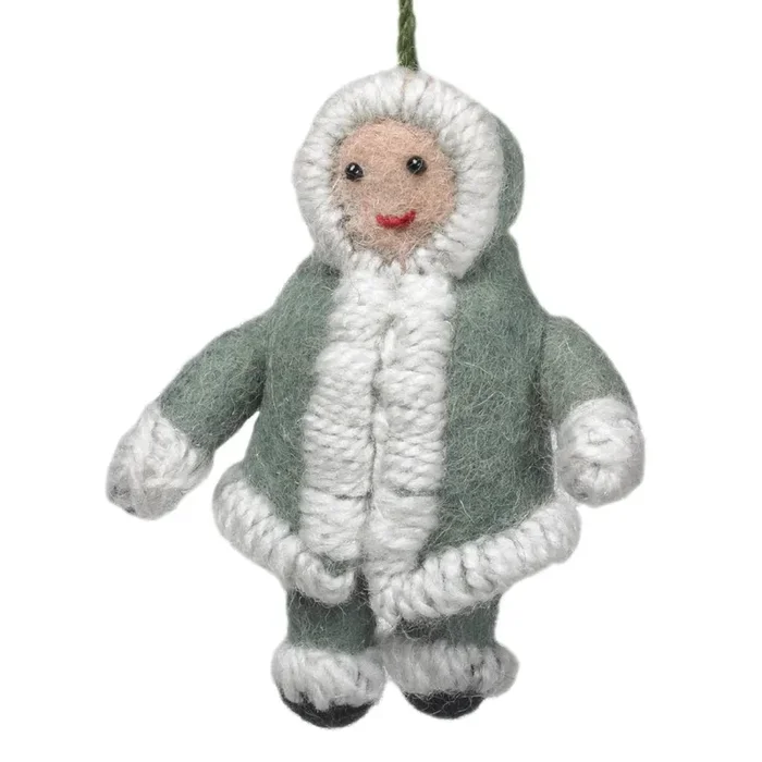 Handmade Felt Snowsuit Gal Christmas Ornament – In Gray