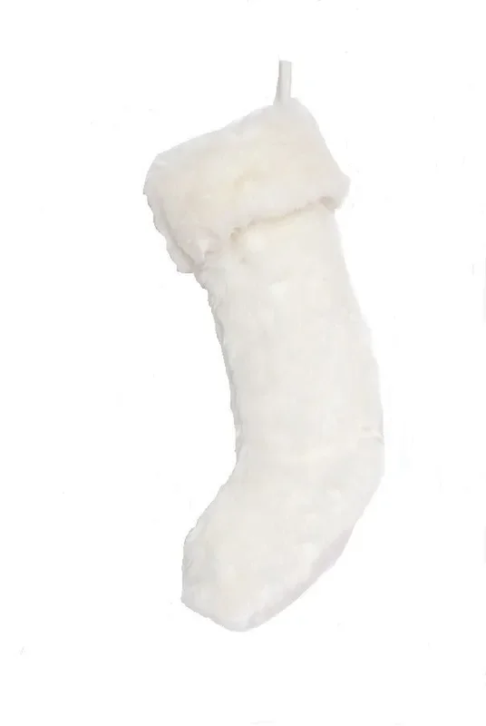 Handmade Large Faux Fur Christmas Stocking – White