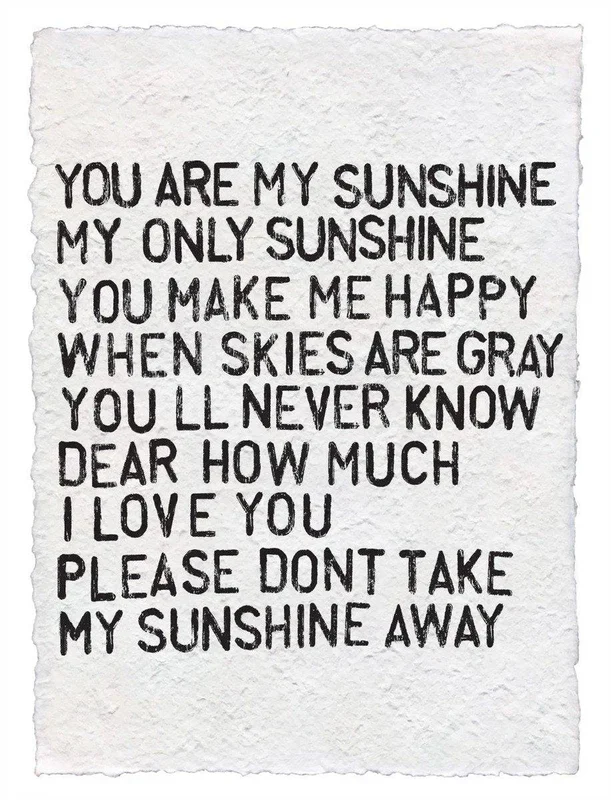 Handmade Paper Print You Are My Sunshine