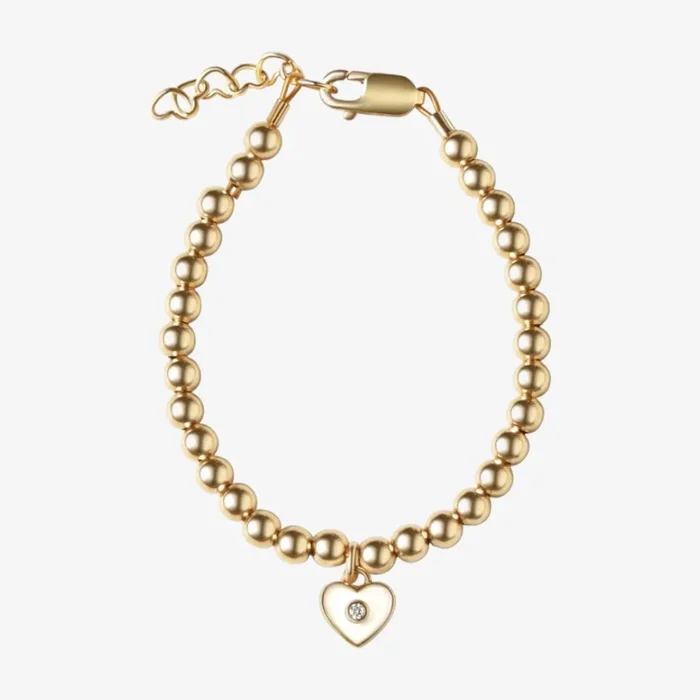 Hanging Heart Bracelet – Gold-white
