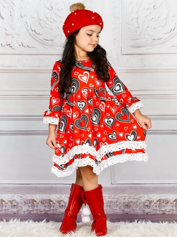 Happiness Heart Crochet Trim Dress