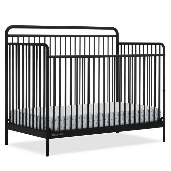 Hayden 5-in-1 Convertible Metal Crib – Matte Black (See Description)