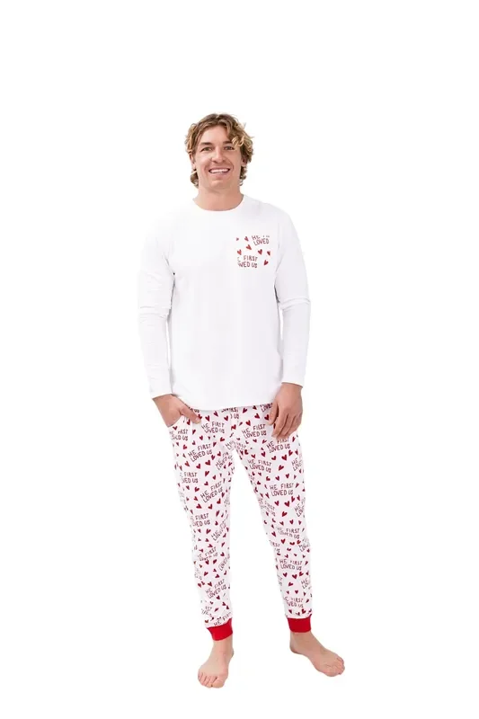 He First Loved Us Red Men’s Pj Set Cotton