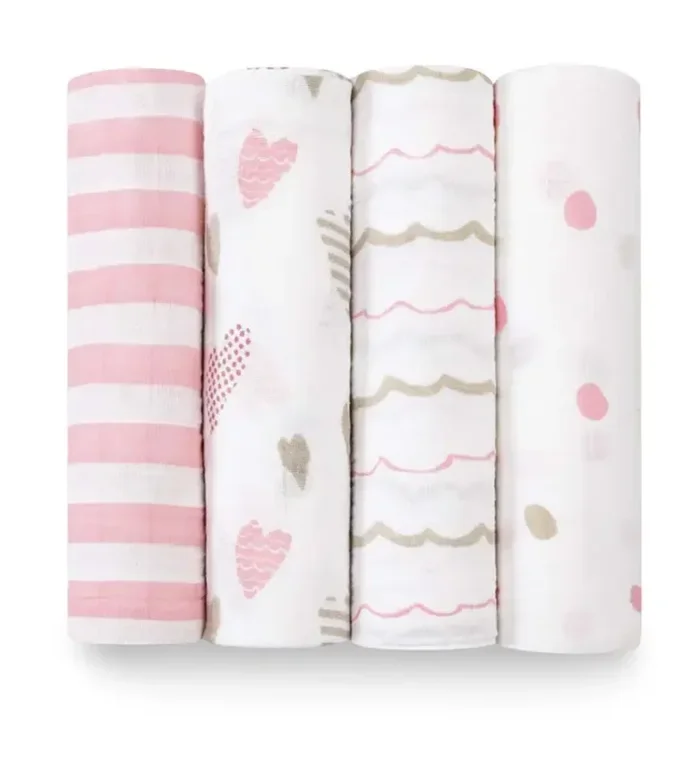 Heart Breaker Organic 4-Pack Muslin Swaddles