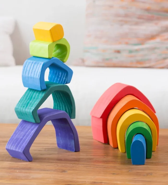 Hearthsong 5-Piece Wooden Stackable Nesting Blocks Play Set