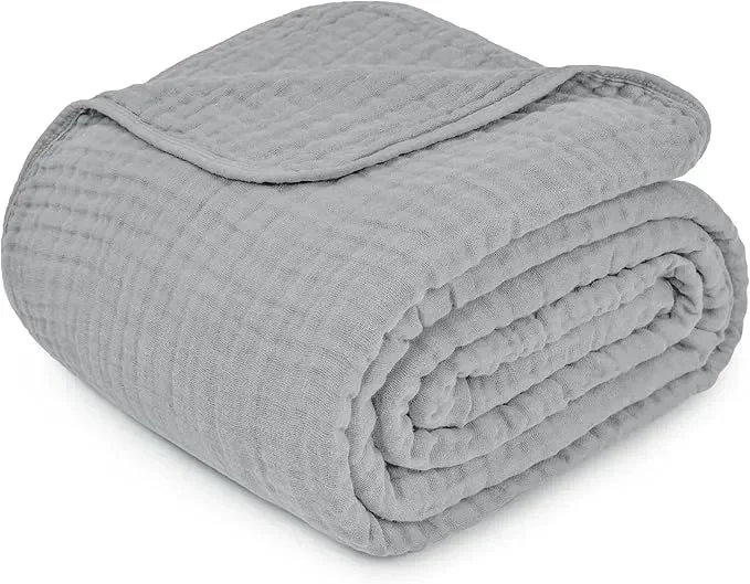 Heather Blue Muslin Blanket Throw