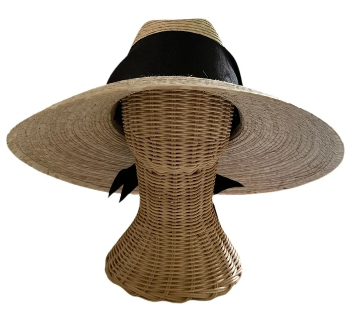 Hollyhock Sun Hat – Wide & Short Black Grosgrain Ribbon