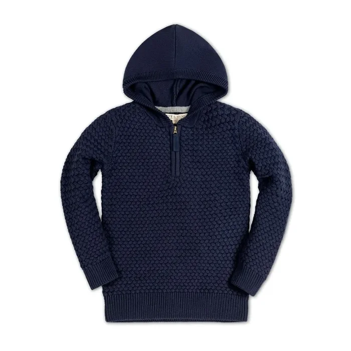 Hooded Half Zip Organic Sweater – Baby