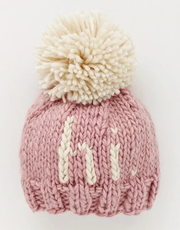 Huggalugs hi. Hand Knit Beanie Hat – Rosy, Large (2-6 years)