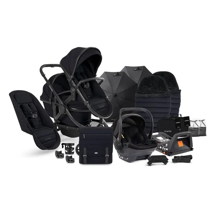 iCandy Peach 7 Double Travel System (Cocoon) Bundle – Jet / Black Edition