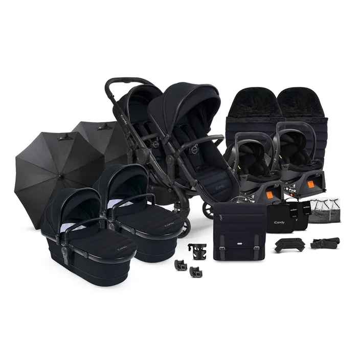 iCandy Peach 7 Twin Travel System (Cocoon) Bundle – Jet / Black Edition