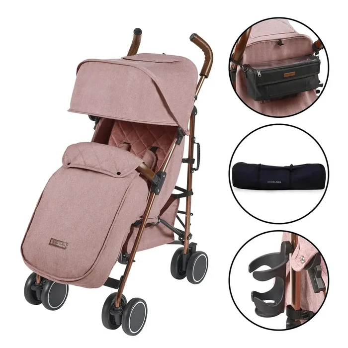 Ickle Bubba Discovery Stroller, Prime Bundle – Rose Gold / Dusky Pink / Tan