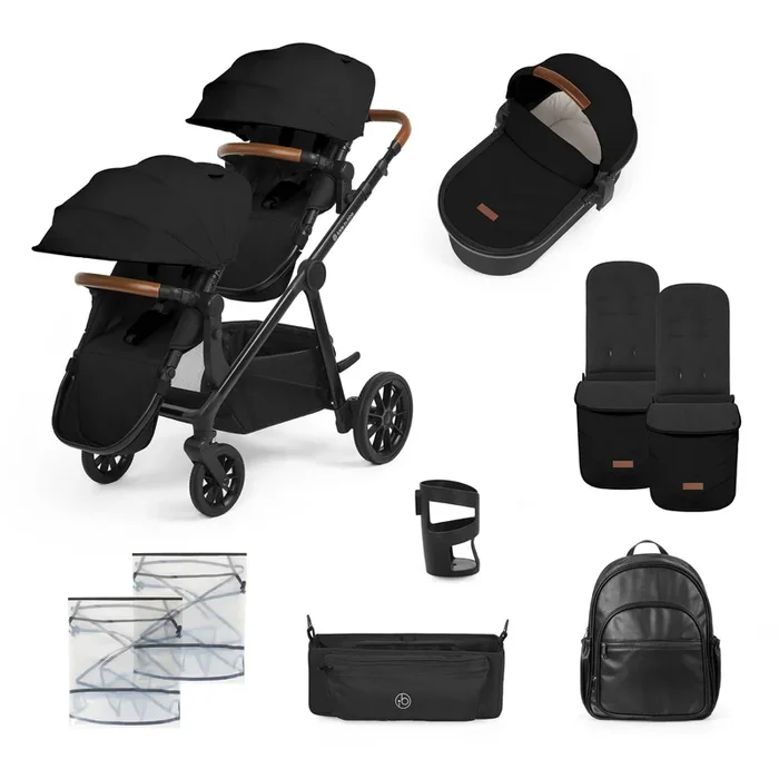 Ickle Bubba Virgo Growing Family 11 Piece Pram – Black / Black / Tan