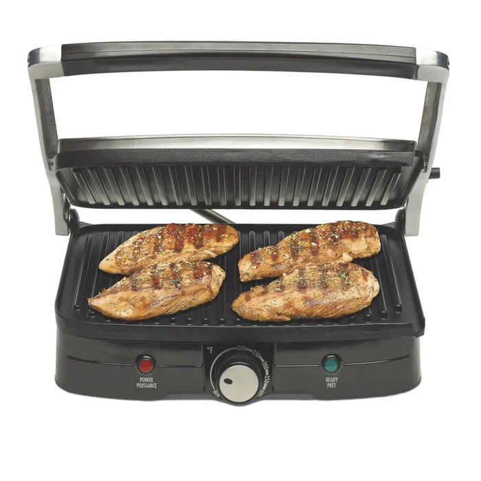 Indoor Grill and Panini Press 2 in 1 with Nonstick Plates