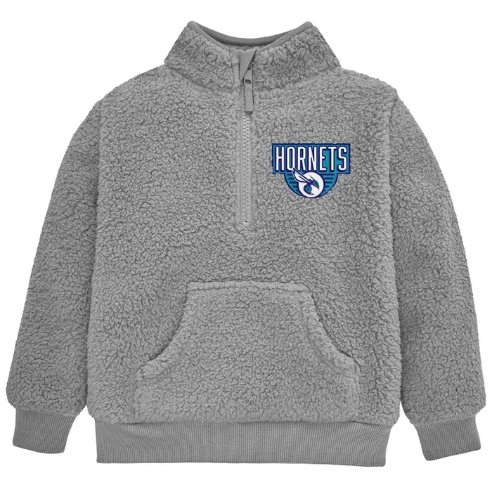 Infant & Toddler Neutral Gray Charlotte Hornets Quarter-Zip Pullover