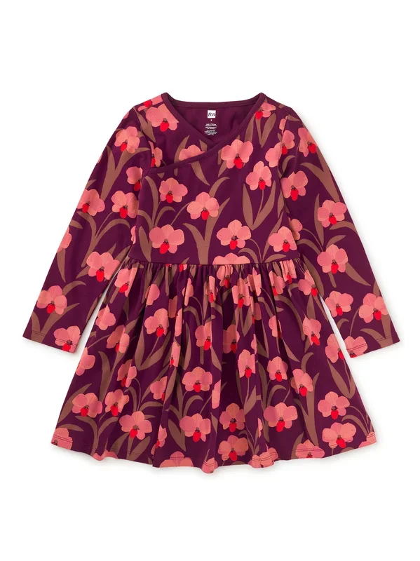 Island Orchid Wrap Neck Dress