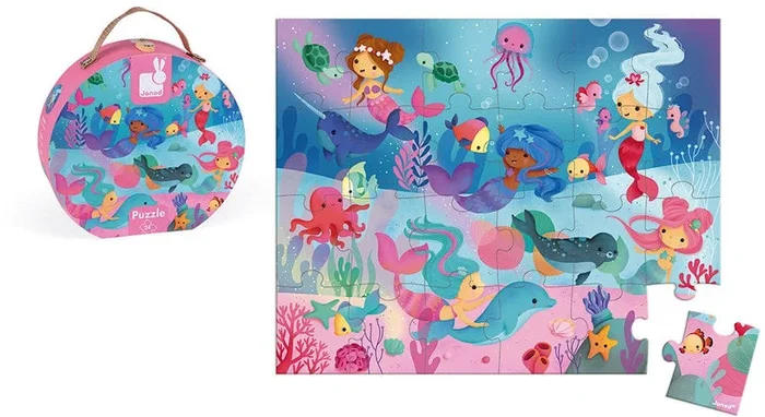 Janod Hat Box Puzzle – Mermaids (24 Pcs)