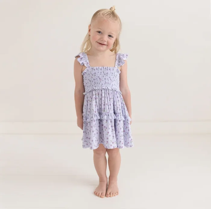 Jeanette – Smocked Flutter Sleeve Babydoll Dress