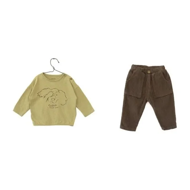 JERSEY LS T-SHIRT & BROWN PANT