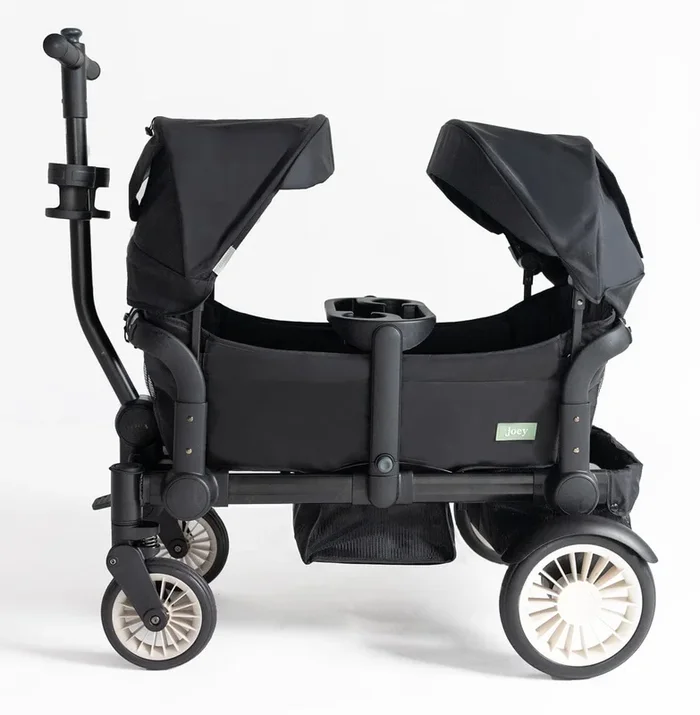 Joey (2 Seater) Stroller Wagon with 2 Canopies – Black