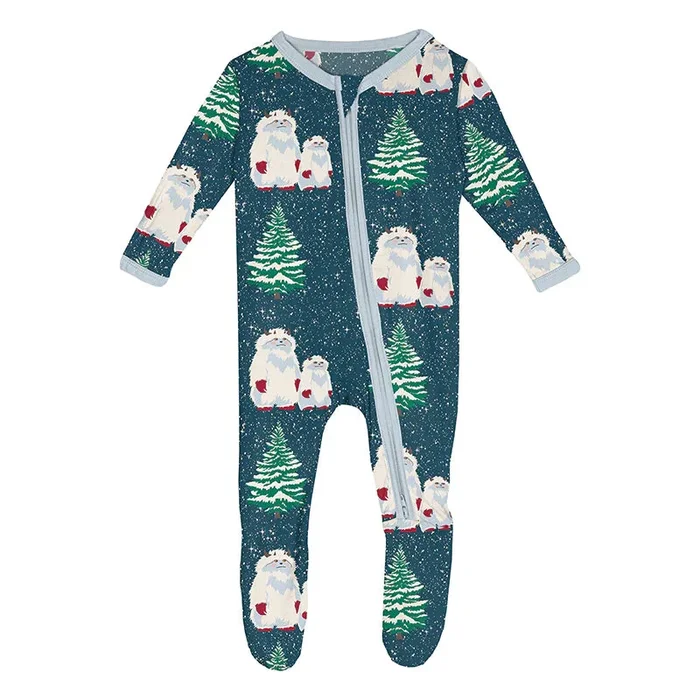 Kickee Pants Print Footie with 2-Way Zipper | Peacock Yeti