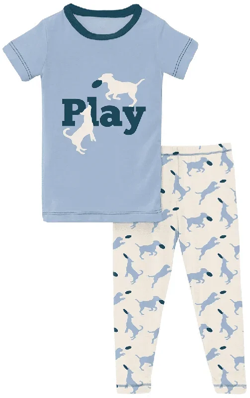 KicKee Pants Short Sleeve Graphic Tee Pajama Set – Natural Frisbee Labs, 2T