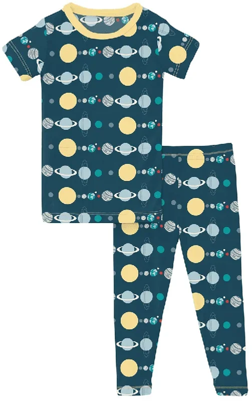 KicKee Pants Short Sleeve Pajama Set – Peacock Planets, 6 Years