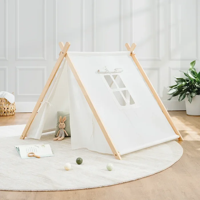 Kids Indoor Play Tent by Comfy Cubs – Natural Wood