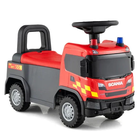Kids Ride on Push Car Licensed SCANIA Truck Toy With Steering Wheel and Music-Red